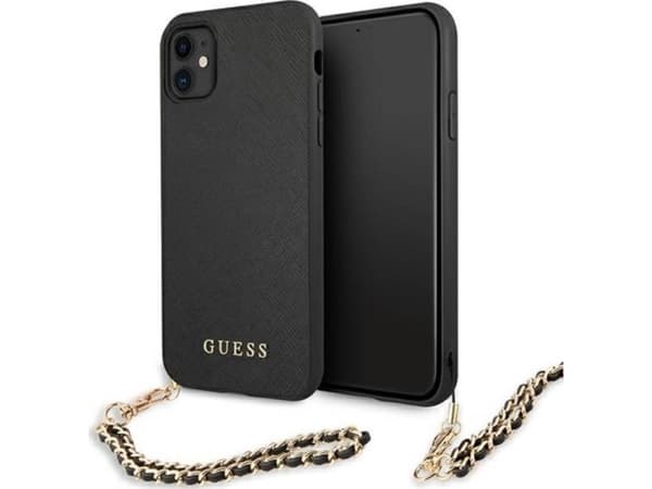Guess Guess GUHCN61SASGBK iPhone 11 6,1" czarny/black hardcase Saffiano Chain