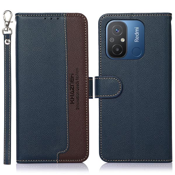 KHAZNEH puhelimen kansi Xiaomi Redmi 12C - sininen/ruskea