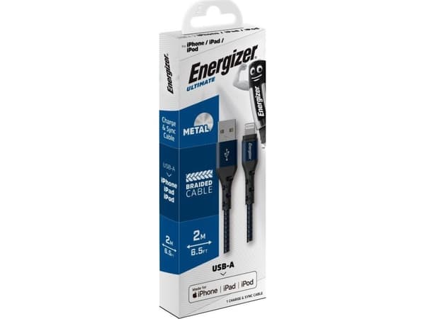 Energizer USB Cable Energizer Ultimate - USB-A to Lightning Connection Cable MFi Certified 2m (Blue)