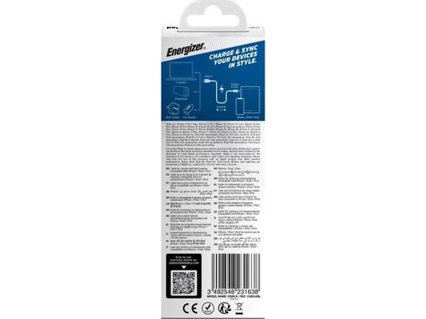 Energizer USB Cable Energizer Ultimate - USB-A to Lightning Connection Cable MFi Certified 2m (Blue)