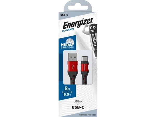 Energizer Ultimate - USB-A til USB-C-tilkoblingskabel 2m (rød)