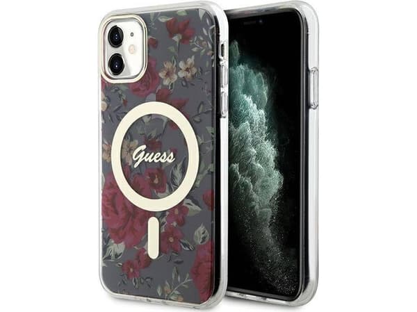 Apple iPhone 11 Guess dėklas Flower MagSafe (GUHMN61HCFWSA) žalios spalvos