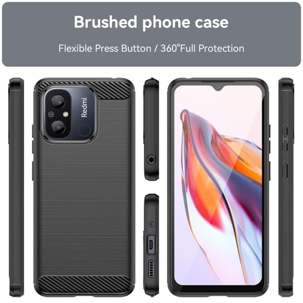 Carbon Fiber Texture TPU Cover for För Xiaomi Redmi 12C