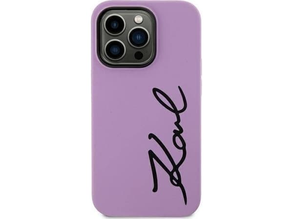 Karl Lagerfeld-deksel til iPhone 11 / Xr KLHCN61SKSVGU Lilla hardt deksel Silikonsignatur