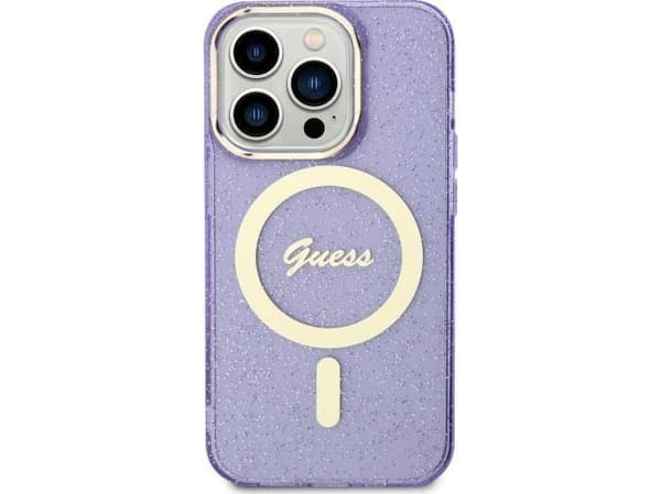 Guess GUHMN61HCMCGU iPhone 11 / Xr 6,1 tommer Lilla / Lilla hardt deksel Glitter Gold MagSafe