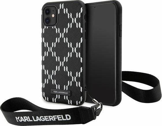 Karl Lagerfeld KLHCN61SAKLMBSK iPhone 11 / Xr 6.1" svart/svart hardt deksel Monogram Losange Saffiano