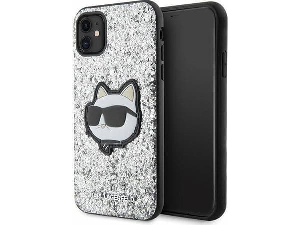 Karl Lagerfeld KLHCN61G2CPS iPhone 11 /Xr 6.1" silver hardcase Glitter Choupette Patch