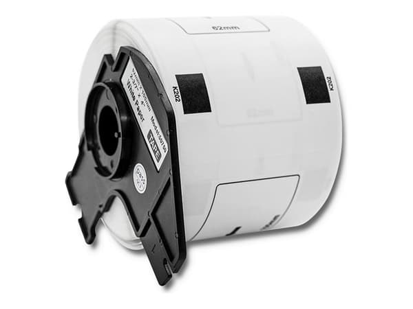Qoltec-teippi BROTHER DK-11202:lle | 62mm x 100mm | 300 tarraa | Valkoinen/musta painatus | Rulla ja pidike