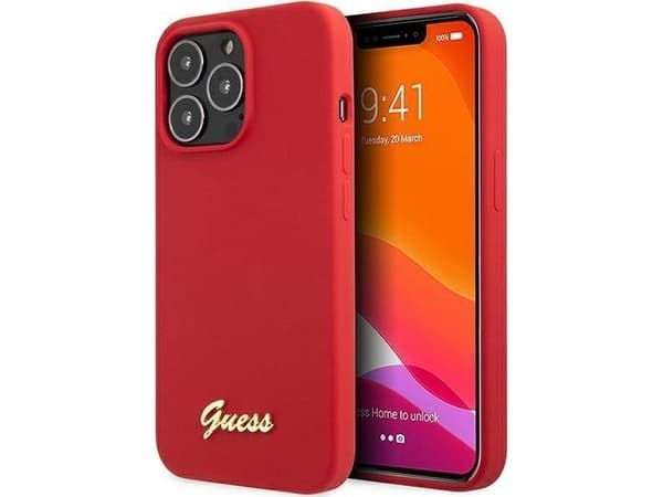 Guess telefonskal iPhone 13 Pro Max 6.7 GUHCP13XLSLMGRE Burgundy Hard Phone Case Silicone Vintage Gold Logo