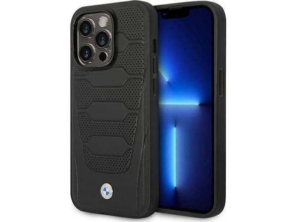 Kotelo BMW BMHCP14X22RPSK iPhone 14 Pro Max 6,7" musta/musta nahka istuimen kuvioinnilla