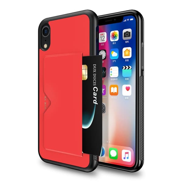 DUX DUCIS - Stilrent Skal med Kortfack -iPhone XS Max Röd