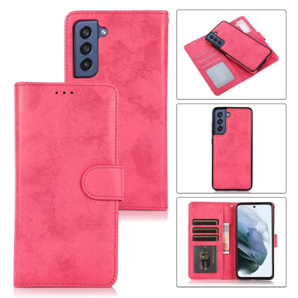 Samsung Galaxy S21 FE - Stilrent LEMAN Plånboksfodral Rosa