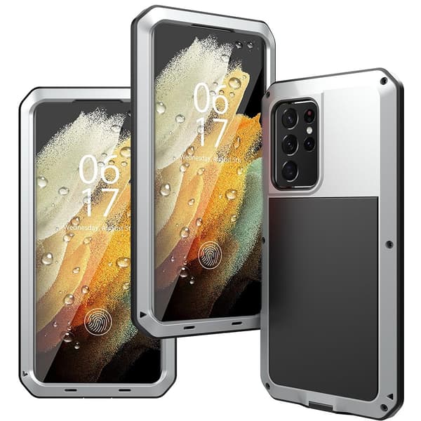 Samsung Galaxy S21 Ultra - Kraftigt Stötdämpande Aluminiumskal Silver Silver