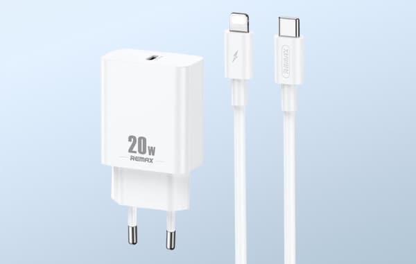 Remax laddare REMAX PRIME II SERIES 20W RP-U5 + USB-C/LIGHTNING CABLE 1M