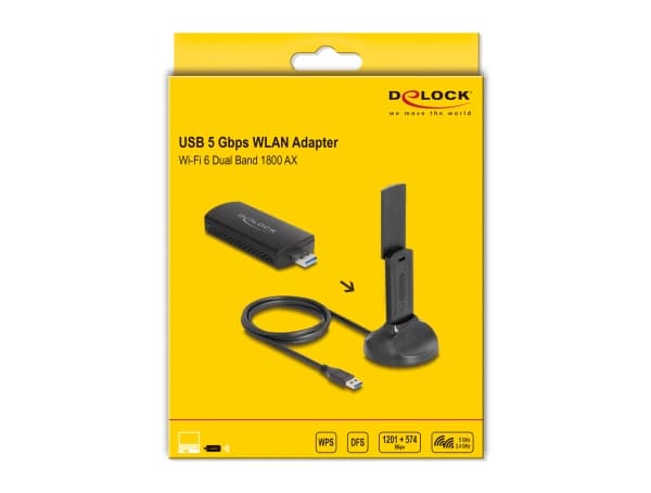 DeLOCK 12771, Langallinen, USB, WLAN, Wi-Fi 6 (802.11ax), 1201 Mbit/s