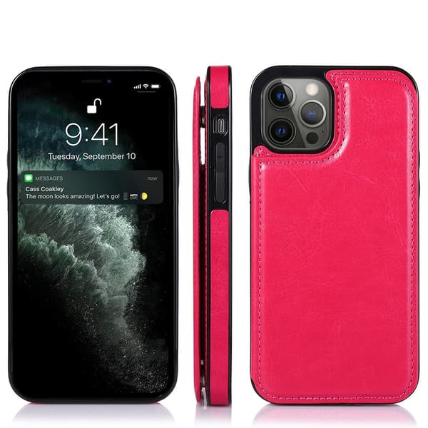 Skal med Kortfack - iPhone 13 Pro Max Rosaröd