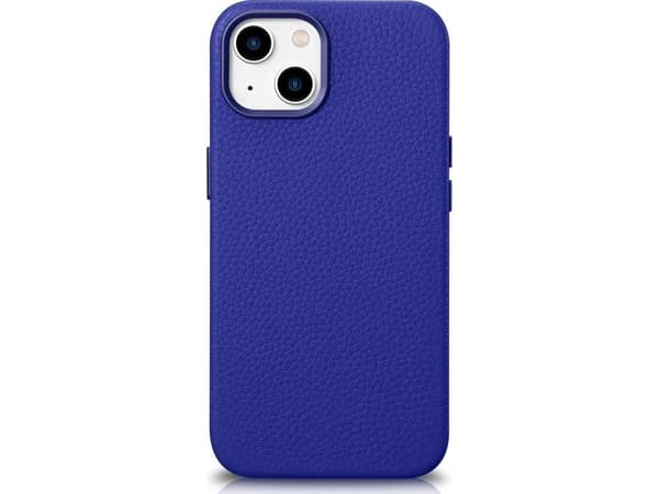 iCarer Litchi Premium läderfodral iPhone 14 magnetiskt läderfodral med MagSafe mörkblått (WMI14220709-DB)