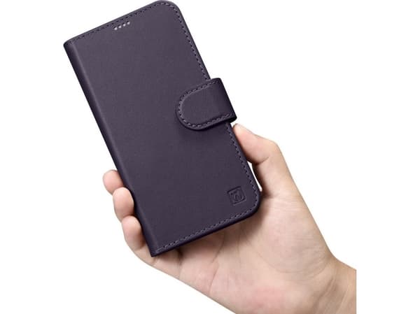 iCarer Plånboksfodral 2in1 iPhone 14 läderfodral med Anti-RFID-flik mörklila (WMI14220725-DP)