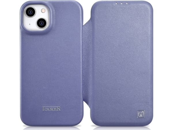 iCarer CE Premium Leather Folio Case iPhone 14 Plus magneettiläpällä MagSafe vaaleanvioletti (WMI14220715-LP)