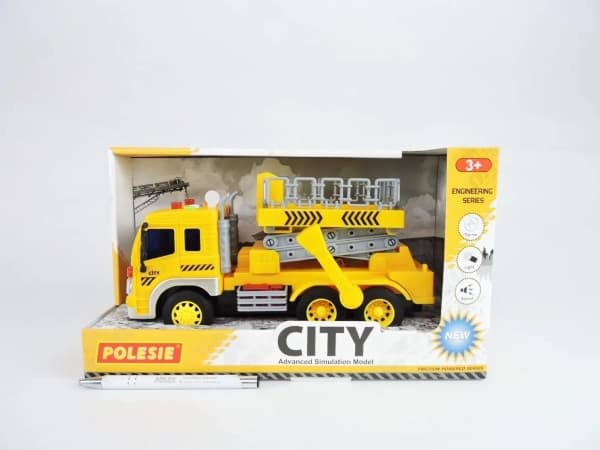Polesie 89762 CITY kuorma-auto, jossa on tunkki, valo, ääni, keltainen
