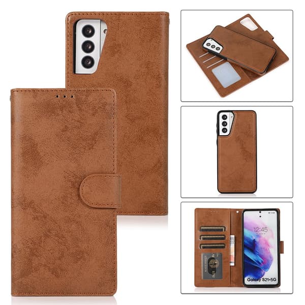 Samsung Galaxy S21 - LEMAN Plånboksfodral (Dubbelfunktion) Brun