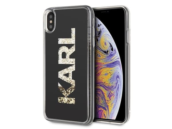 Karl Lagerfeld KLHCI65KAGBK iPhone Xs Max svart/svart Karl logo Glitter
