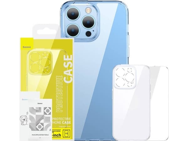 Baseus SuperCeramic beskyttelsessett gjennomsiktig glassdeksel og herdet glass for iPhone 14 Plus