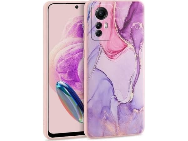 Matkapuhelimen takakuori Tech-Protect Redmi Note 12s Marble, vaaleanpunainen