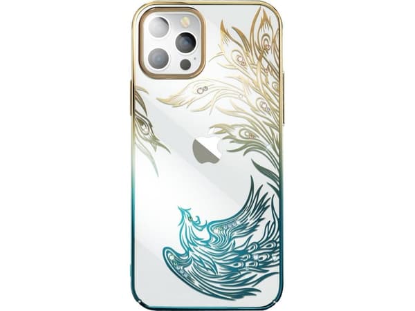 Kingxbar Kingxbar Phoenix Swarovski Apple iPhone 14 deksel gull og blått