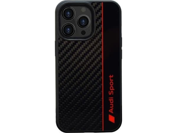 Audi Carbon Fiber Stripe iPhone 13 Pro / 13 6,1" svart/svart hardt deksel AUS-TPUPCIP13P-R8/D1-BK