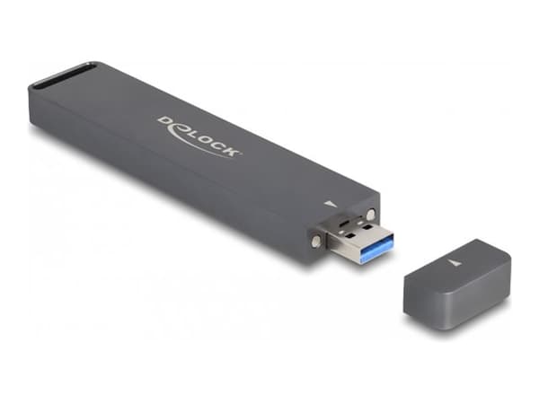 Delock - Drevkabinett - external enclosure for M.2 NVME PCIe SSD or SATA SSD with USB 10 Gbps Type-A male - M.2 - M.2 NVMe Card / SATA 6Gb/s - USB 3. Grå