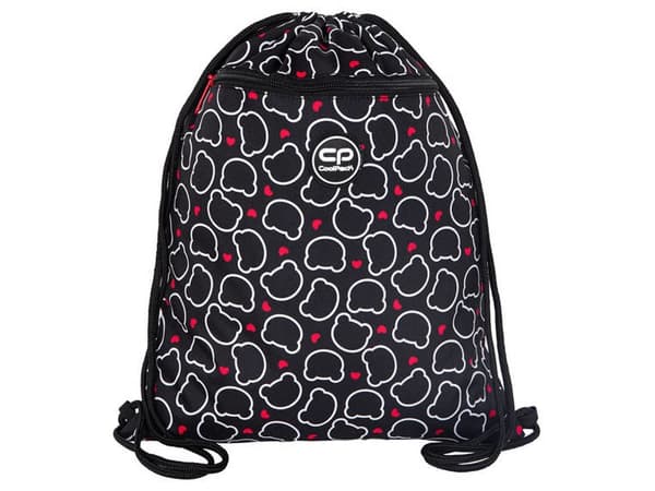 CoolPack F070709, Tyttö, Kiristysnyörikassi, Musta, Suuri, Etutasku, Musta, Punainen, Valkoinen