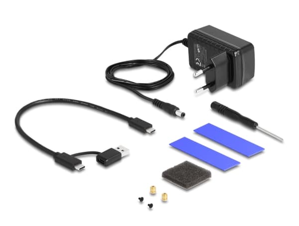 Delock USB Type-C -kotelo 1 x M.2 NVMe SSD:lle + 1 x 2,5 tuuman SATA SSD / HDD kloonitoiminnolla