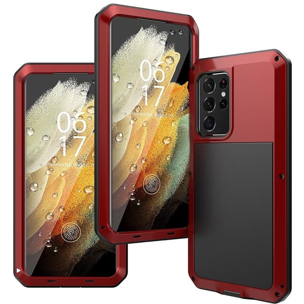 Samsung Galaxy S21 Ultra- Kraftigt 360-Skyddsfodral i Aluminium