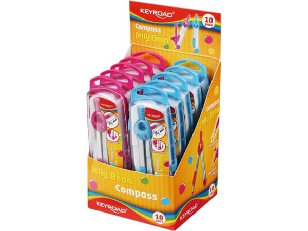 Keyroad KEYROAD Jelly-Bean kompass, metall, i etui, pakket i en skjerm, blanding av farger