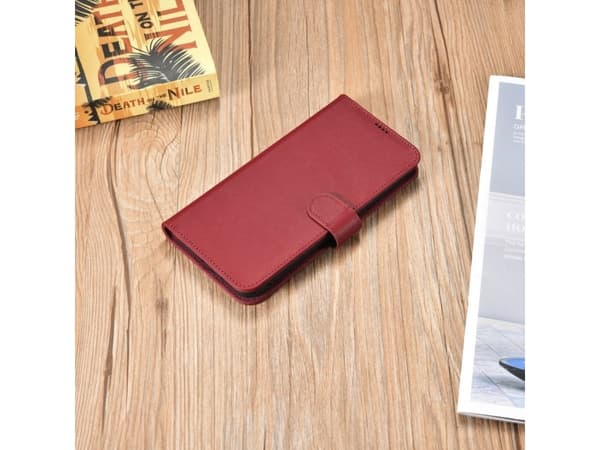 iCarer iCarer Haitang Nahka lompakko kotelo Samsung Galaxy S22+ (S22 Plus) lompakko tapauksessa kansi punainen (AKSM05RD)