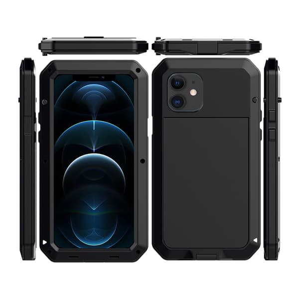 iPhone 12 Pro Max - Skyddande 360-Skal HEAVY DUTY (Aluminium) Svart