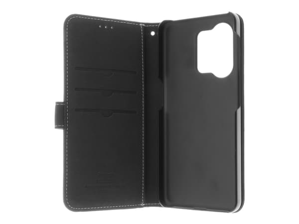 Insmat - Matkapuhelimen flip cover - aitoa nahkaa, lämpömuovautuva polyuretaani (TPU) kehys, puuvillaompeleet - musta - OnePlus Nord 3 5G:lle