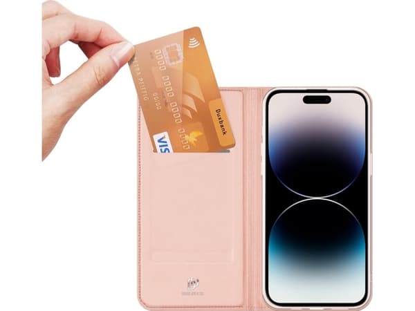 Dux Ducis-deksel til iPhone 15 Pro Max, deksel med klaff og lommebok Dux Ducis Skin Pro - rosa