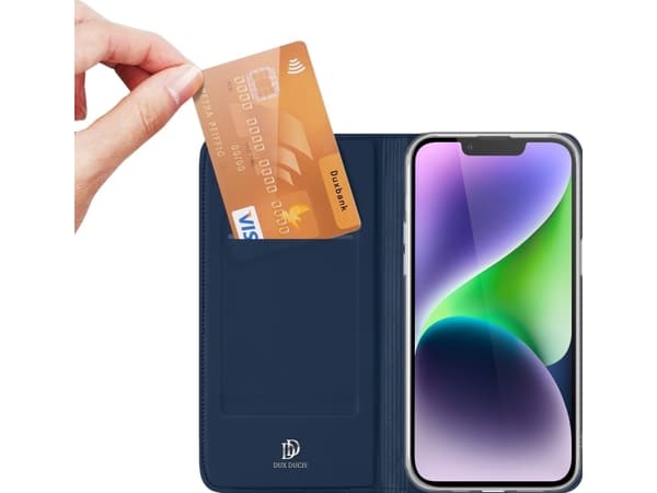 Dux Ducis-deksel til iPhone 15, deksel med klaff og lommebok Dux Ducis Skin Pro - blå