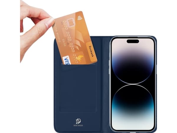 Dux Ducis Kotelo iPhone 15 Pro flip cover ja lompakko Dux Ducis Skin Pro - sininen