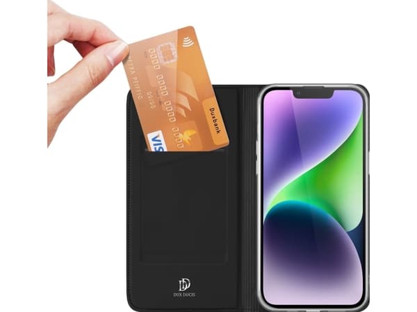 Dux Ducis-deksel til iPhone 15-deksel med klaff og kortlommebok Dux Ducis Skin Pro - sort