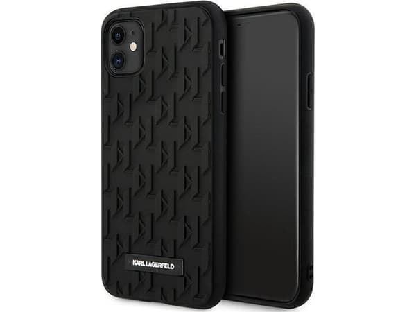 Dėklas Karl Lagerfeld KLHCN61RUPKLPK iPhone 11 / Xr 6.1" kovakotelo juodas/juodas 3D Monogrammi