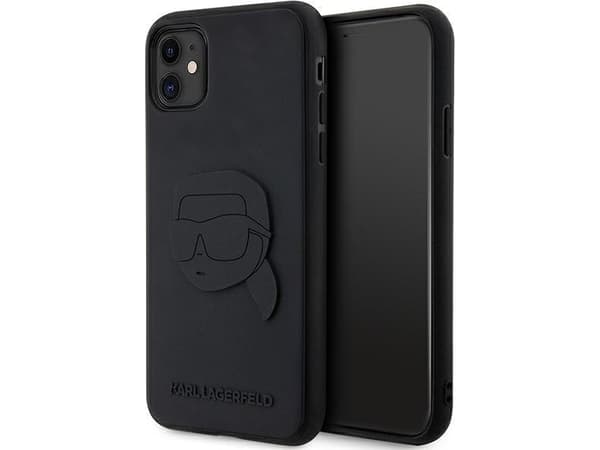 Apple iPhone 11 Karl Lagerfeld dėklas Rubber Karl Head 3D (KLHCN613DRKNK) juodos spalvos