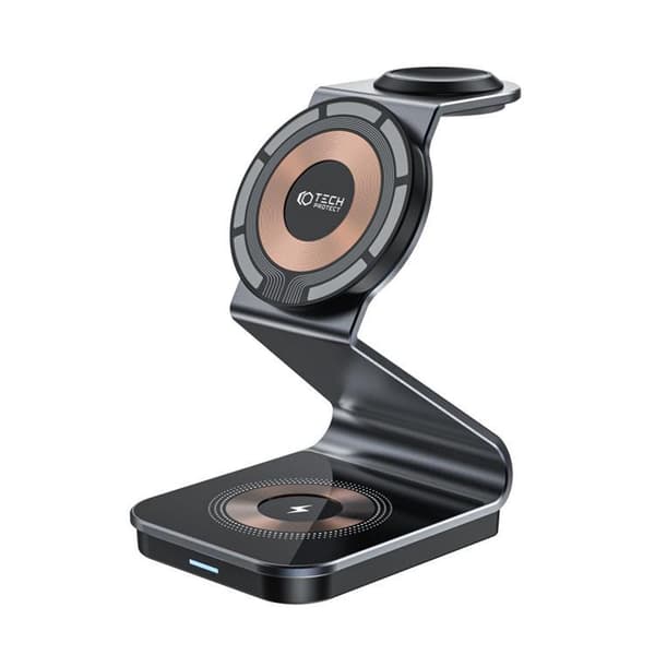 Tech-Protect 3-in-1 Trådlös laddare iPhone, Apple Watch, AirPods - Svart
