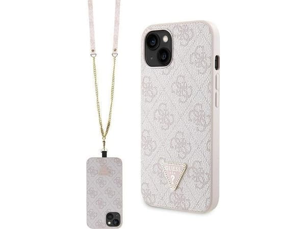 Guess GUHCP14XP4TDSCPP Kotelo iPhone 14 Pro Max 6.7" - vaaleanpunainen Crossbody 4G Metallic Logo