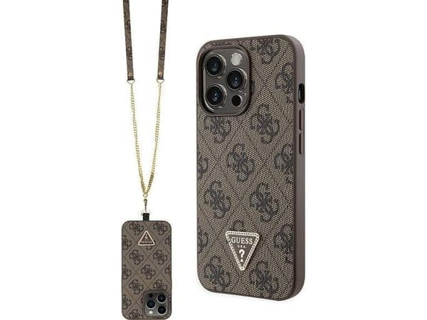 Guess GUHCP13LP4TDSCPW-deksel til iPhone 13 Pro / 13 - Brun Crossbody 4G metalllogo