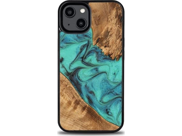 Etui z drewna i żywicy na iPhone 14 Bewood Unique Turquoise - turkusowo-sortti
