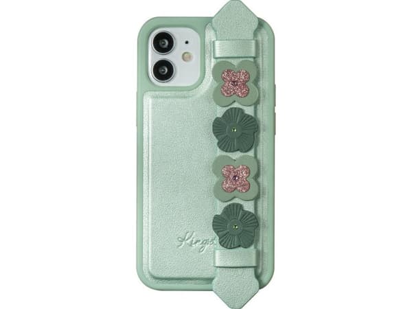 Kingxbar Kingxbar Sweet Series geelikotelo koristeltu aidoilla Swarovski-kristalleilla jalustalla iPhone 12 mini vihreä universaali