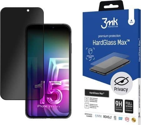 3MK HardGlass Max Privacy, iPhone 15, 1 styck